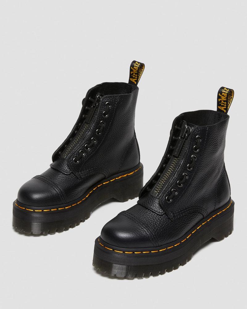 Women's Dr Martens Sinclair Milled Nappa Leather Platform Boots Black | AU 259FDN